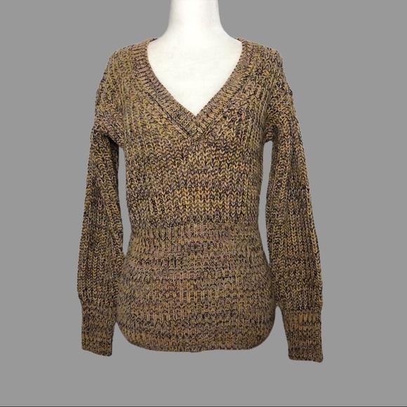 ❤️ XS ❤️ NWT Anthro Sweater Vneck Ribbed Knit Cozy​ - Picture 1 of 7